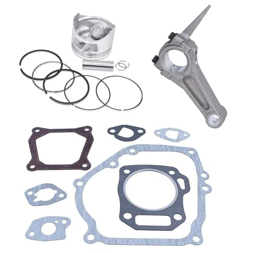 Homeponnew Kit de piston de rechange avec tige de connexion, goupille, anneaux et ensemble complet de joints pour moteur de tondeuse à gazon GX200 6,5 HP