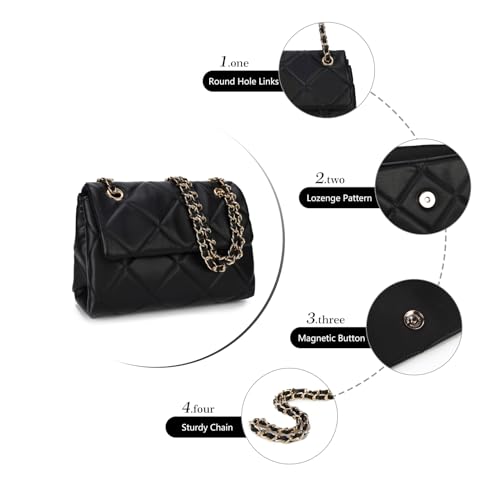Image of Gladdon Quilted Crossbody Purses for Women Small Ladies Shoulder Bags with Chain Trendy Clutch Purse Cute Designer Bag