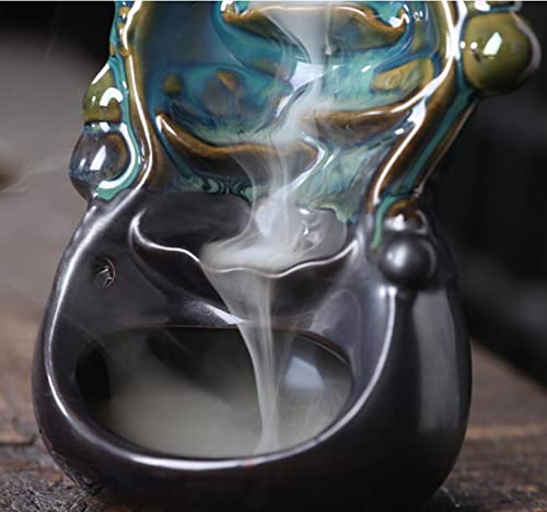 Brûleur d'encens cascade calebasse bleu zen pour cérémonie du thé - 6