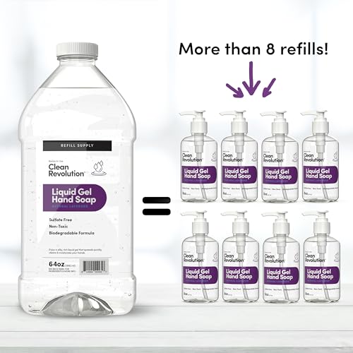 Image of Clean Revolution Liquid Gel Hand Soap Refill with Real Essential Oils - Sulfate-Free Gel Hand Wash, Moisturizing Bulk Refill, Non-Toxic Formula, Made in the USA (Natural Lavender) 64 Fl Oz