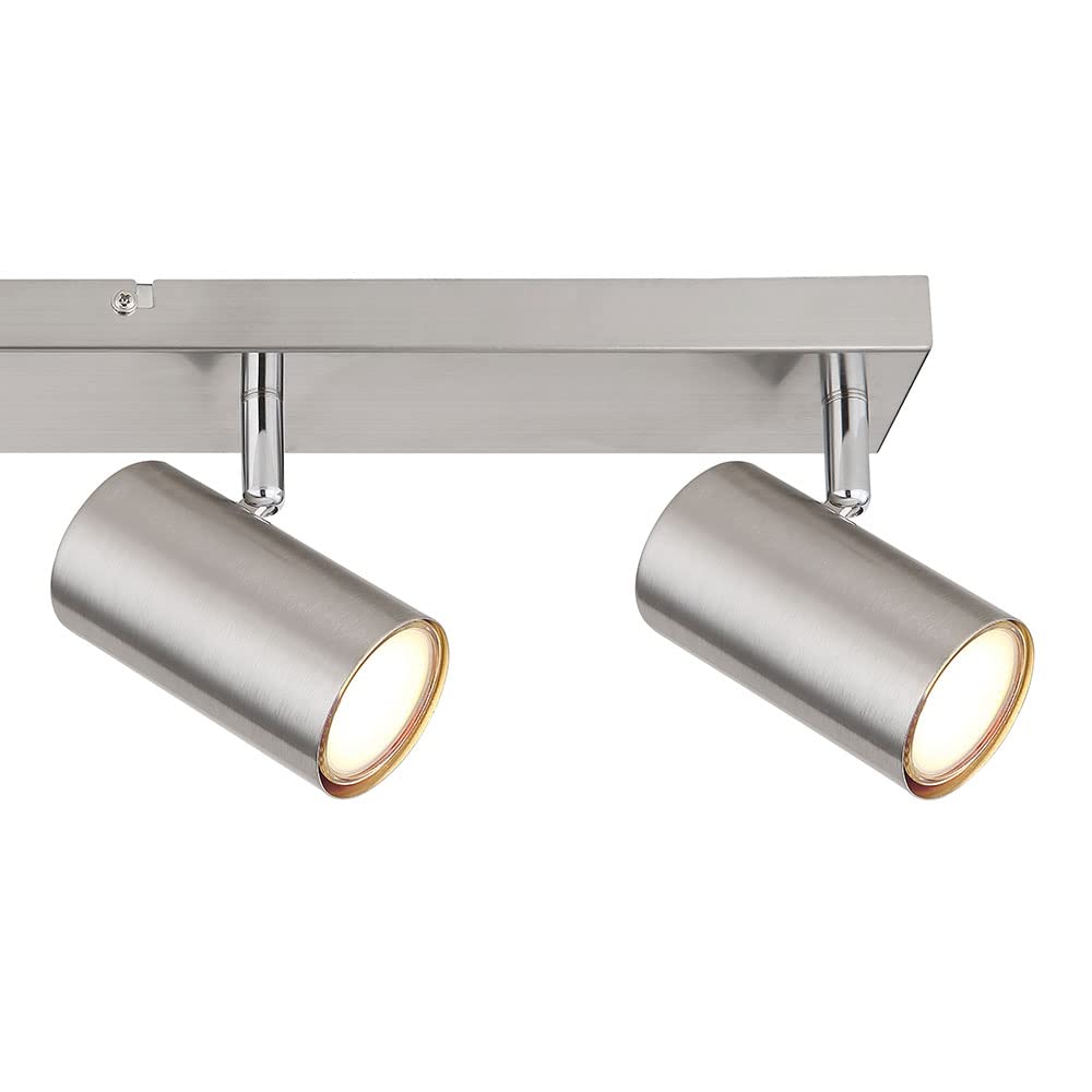 Deckenstrahler 4 Flammig silber Deckenleuchte 4 Flammig GU10 Deckenlampe Wohnzimmer Modern, schwenkbar, Metall, 4x GU10, LxBxH 56x6x12 cm