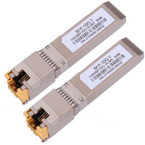 Image of 2PACK 1.25 /2.5 /5 /10G SFP+ RJ45 Copper Module - Up to 30m with CAT.6a /7 Compatibility for Cisco, Ubiquiti, Netgear, D-Link, Supermicro, TP-Link, Mikrotik, Unifi and More, SFP 10GBase-T Transceiver