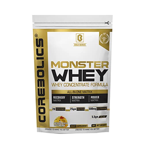 Corebolics Monster Whey Protein Supplement for Men & Women (Kesar Pista Ice-Cream, 1KG) Corebolics Monster Whey Protein Supplement for Men & Women (Kesar Pista Ice-Cream, 1KG)