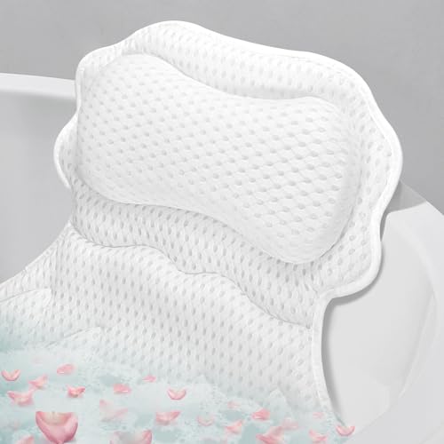 Luxury Bath Pillow for Neck and Back Support, White
