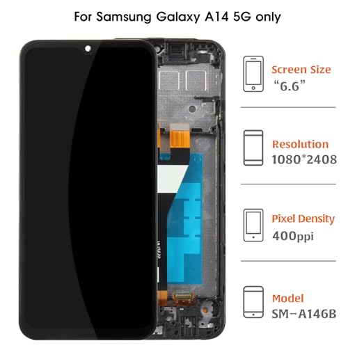 Image of Original for Samsung Galaxy A14 5G LCD Screen Replacement with Frame SM-A146B /DS SM-A146P /DS SM-A146U1 /DS 6.6 inch Display Replacement Screen Touch Digitizer Assembly Repair Kit Included