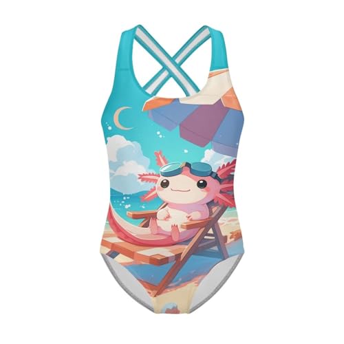 Image of Girls Swimsuit Criss Cross Back 1-Piece Summer Beach Swiwmear