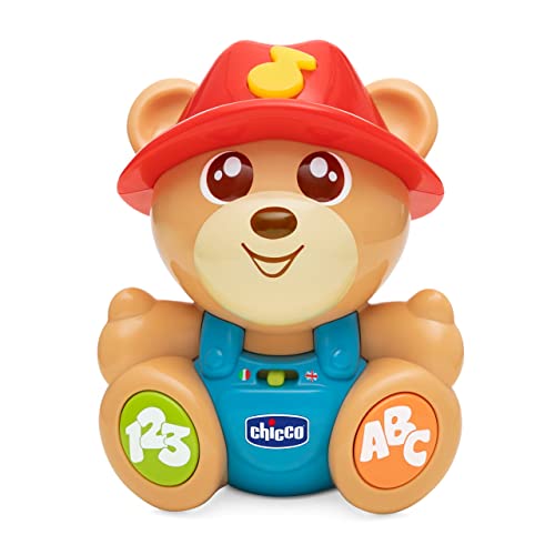 Chicco Teddy Friend ABC Tu Osito Amigo, Parlante e Interactivo, Español/Inglés, Aprende Idiomas y Números, Curiosidades sobre Animales, 2 Modos, Didáctico, Juguetes Educativos 6 Meses-3 Años