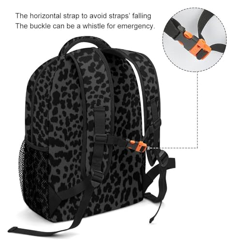 Waterproof College Gym Backpack Lightweight Travel Day Pack Carry On Backpack For Women Men Compatible with Dark Gray Black Leopard Cheetah Print3