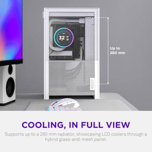 Image of NZXT H2 Flow - Mini-ITX 20.7L Airflow PC Case - White | Compact 20.7L Mini-ITX case with 2 included 120mm top fans and PCIe 5.0 riser. Small-form-factor airflow done right.