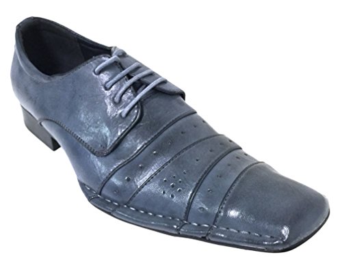 Men's Dress Shoes Italian Style Oxfords Pleated Casual Fashion Lace up Tapered Toe, Black, Blue, Burgundy