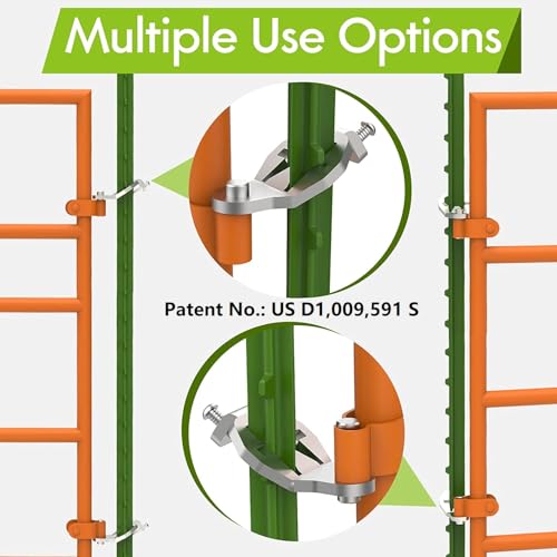 Image of T-Post Gate Hinge Pins - Heavy Duty Gate Hanger, Hang a gate from a Metal T Post, Steel Gate Hinges Target Hanger for Farm Gate, Garden & Backyard Gate, Easy to Install. (Patent)