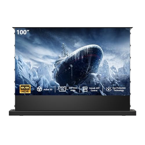 IN&VI Motorized ALR Floor Rising Projector Screen for Long/Standerd Throw Projector,Movie Screen for...