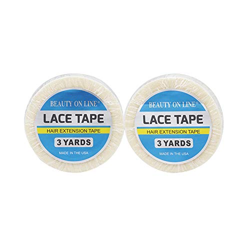 2 Rolls Double-Sided Lace Front Support Tape, No Shine (0.8 cm X 3 Yards) Super Adhesives for Lace Front Wigs, Toupees, Hair Extensions, Hairpieces (white)
