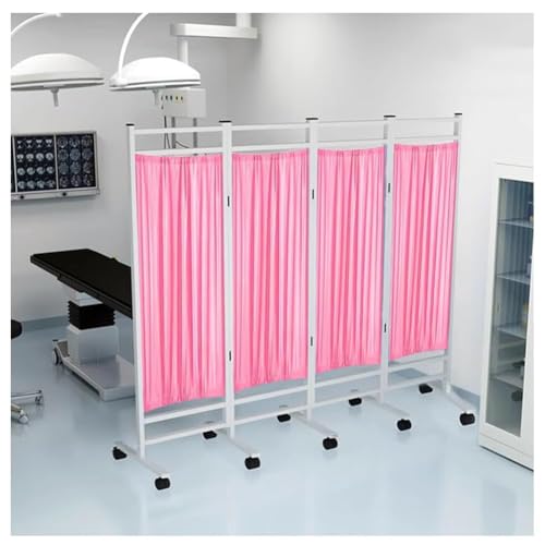 Paravent médical pliable 4 pièces pour isoler rapidement une zone de soins rose - 2