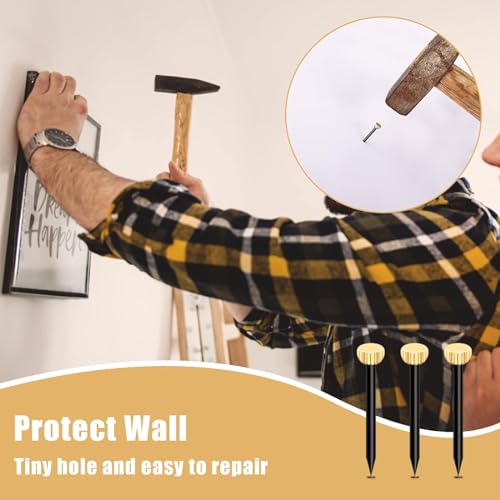 Image of Pack Of 50 Nails For Picture Frames Large Head Nails For Frames Strong & Decorative Nails Long Tacks Simple Installation Plaster Frame Holder Mounting Hardware Set Wall Hangings Solution Hooks With
