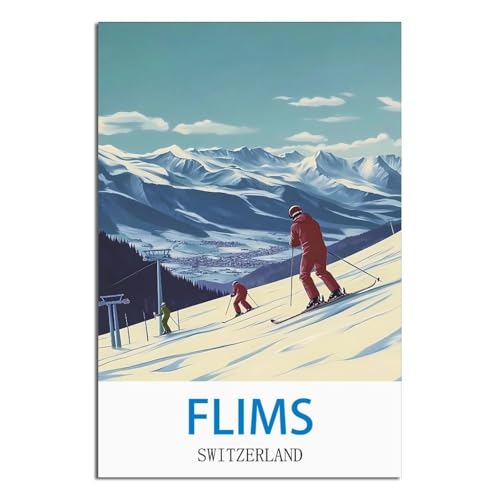 Affiche Flims Switzerland pour habiller grand mur blanc salon