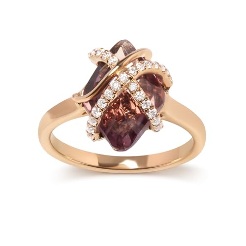 Haus of Brilliance 14K Rose Gold 1/5 Cttw Diamond Wrapped 15x15 MM Purple Amethyst Cocktail Ring (G-H Color, SI1-SI2 Clarity)