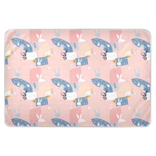 Envelope Bunny Cartoon Cream Color Bed Underpads Water Resistant Sheet Cover Underpads Skin-Friendly Diaper Pads for Infant Baby , 52