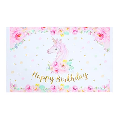 MOBUTOFU Fondo Fotográfico de Tela Diseño de Unicornio para Fiesta de Cumpleaños, Color Brillante y Tacto Cómodo, Adecuado para Cabinas de Fotos Profesionales