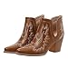 Cowboy Boots for Women Cowgirl Ankle Western Embroidered Stitched Pointed Toe Cutout Chunky Heels Short Booties Red Brown Black US5-11, yellow brown, 8