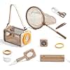 Macabaka Wooden Bug Catcher for Kids, 8-in-1 Insect Exploration Set with Butterfly Net, Magnifying Glass, Bug Habitat, Tweezers, Compass,Outside Toys for Toddlers