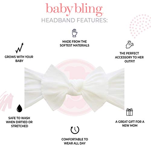 Baby Bling Bows - Newborn to Little Baby Girl Bows, 3PK CLASSIC KNOT Nylon Super Soft Stretchy Toddler Headbands, Perfect Hair Accessories Head Bands for Infant Kids, Made in the USA4