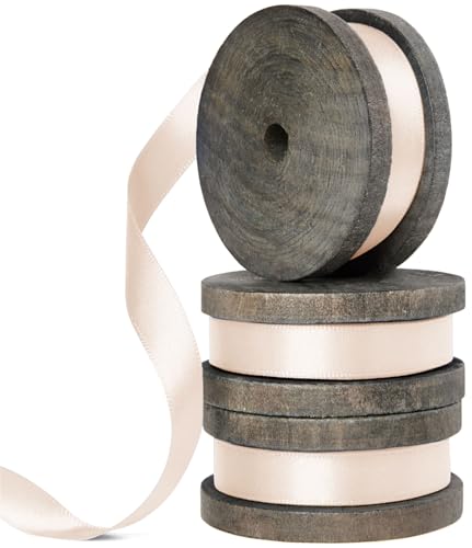 Vitalizart Nude Satin Ribbon 3/8 Inch Double Faced Silk Like Thin Ribbon for Gift Wrapping Bouquet Hair Wedding Christmas Decoration