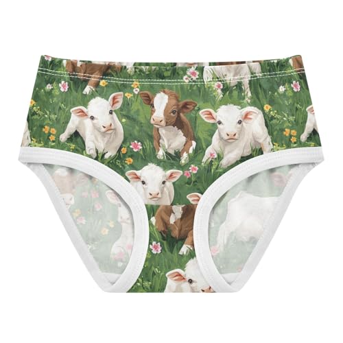 Wusikd Cute Calves Girls' Underwear Cotton Grass Flowersd Girls Briefs Soft Toddler Underwear 2T