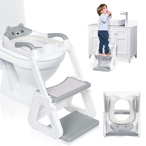 Orzbow 2-IN-1 Potty Training Toilet Seat with Step Stool for Toddler, Stability Training Potty Seat...