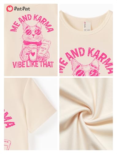 Image of PATPAT Girls Crewneck Short Sleeve Graphic Tees Animal Print Shirts Cute Summer Outfits 5-12 Years