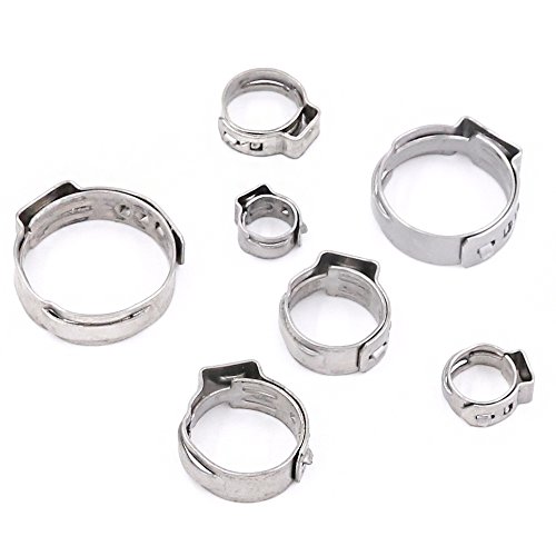Glarks 120Pcs 7-21Mm 304 Stainless Steel Single Ear Hose Clamps Assortment Kit #TOP5