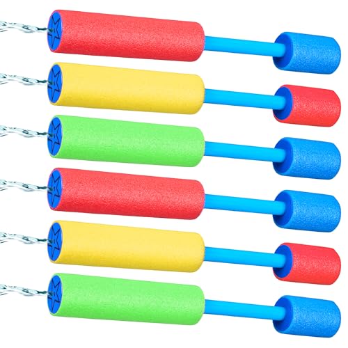 SYNCFUN 6 Unidades de Pistolas de Agua de Espuma de 21cm para niños, Pistolas de Agua, lanzadores de Agua, Tipo Empujar-Tirar, Juguetes acuáticos de Verano, para la Playa y la Piscina.