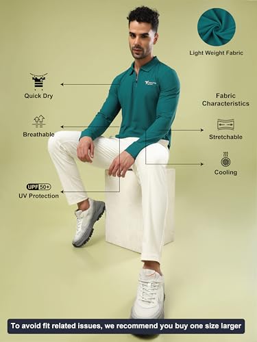 Image of TECHNOSPORT Men's Slim Fit Full Sleeve Polo T-Shirt with Collar, MATPIQ Quick Dry Moisture Wicking Polo Tee for Gym Sports Golf and Casual Wear