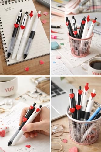 Image of Heart Shape Black Pen Set 0.5mm Fine Tip Smooth Writing Black Ink, Cute Aesthetic Heart Top Design, Stylish Pens for Kids Students Office School Use, Lightweight Grip - Pack Of 1 (4 Pens)