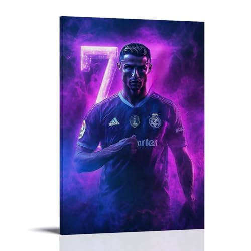 ZLTOFJ Póster moderno de Cristiano Ronaldo para dormitorio, oficina, celebridad, cantante, música, película de dibujos animados, 20 x 30 cm, estilo marco
