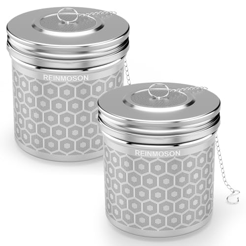 2 Pack Reinmoson Extra Large Tea Infuser for Loose Tea & Spice Infuser for Cooking, Extra Fine Mesh Large Tea Strainers for Loose Tea, 304 Stainless Steel Loose Leaf Tea Steeper