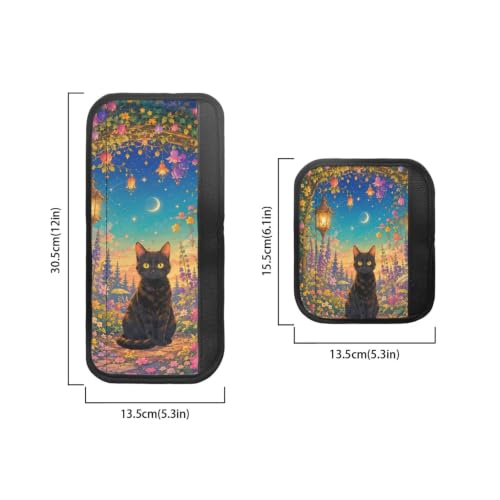 Image of Refrigerator Door Handle Covers Set of 6 Kitchen Electrical Appliances Handle Protector Anti-Slip Fridge Microwave Oven Home Accessories, Black Cat Floral Moon Blue
