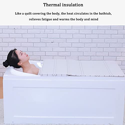 Couvercle de baignoire pliable isolant avec support de rangement en blanc