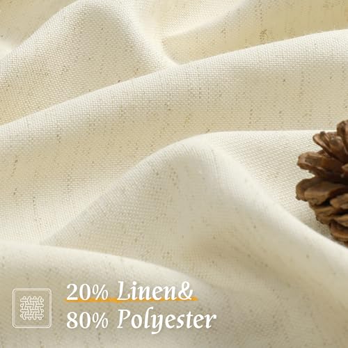 Image of LAMIT 48 Inch Short Window Linen Curtains, Light Beige Soft Thick Light Filtering Panels Rod Pocket Neutral Privacy Faux Linen Drapes for Bedroom /Bathroom /Loft Room, 2 Panels, 42 x 48 Inch