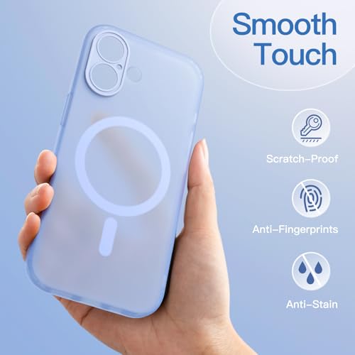 Image of JETech Magnetic Matte Case for iPhone 17, Mist Blue | Compatible with MagSafe, Translucent Frosted Soft TPU Cover, Anti-Yellowing, Anti-Fingerprint, Shockproof