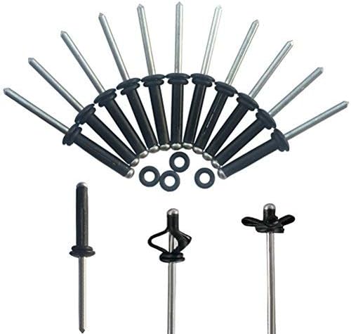 Huouo 20 Pcs 3/16" Tri-Grip Rivet with 20 O Rings, All Aluminum Long Grip Tri Bulb for Deep Water Installing Kayak, Canoe and Boat