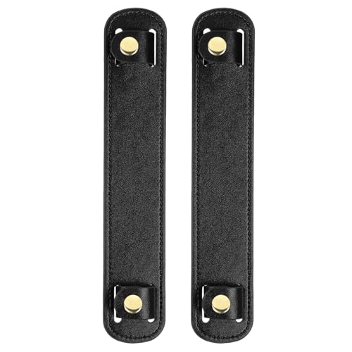 Image of uxcell 2 Pcs 8.98x1.69 Inch Leather Shoulder Strap Pad, Detachable Non-Slip Strap Covers for Tote Bags Backpacks Handbags, Black