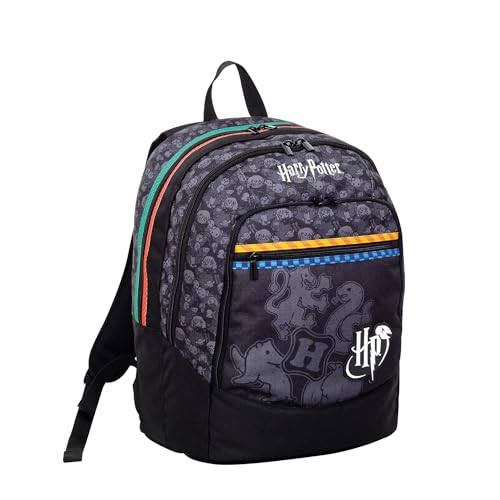 Harry Potter Zaino Scuola Zaino Doppio Scomparto - Tasca Porta Borraccia, Zaino Scuola Bambino- Maxi Capienza - Wizarding World