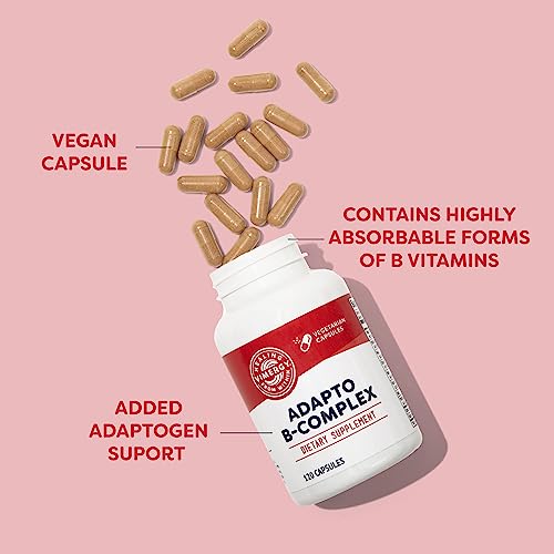 Image of Vimergy Adapto B Complex, 120 Servings - High Potency with 8 B Vitamins, Rhodiola & Hawthorn Berry - Supports Mental Energy, Cognition, Mood - Non-GMO, Kosher, Vegan, No Gluten, No Soy (Pack of 2)