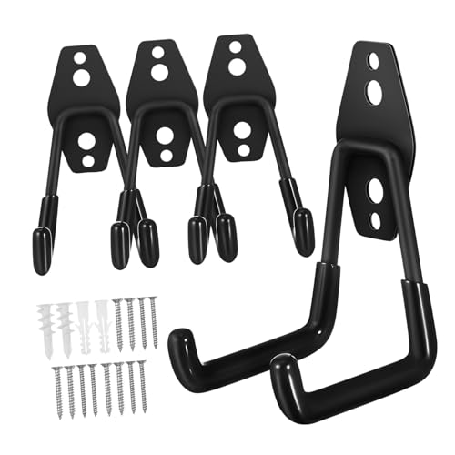 MOTHNUR 4個 耐荷重ガレージ用壁掛け属フック 多目的収納フック 自転車や園芸工具整理用 取付簡単プレドリル付き
