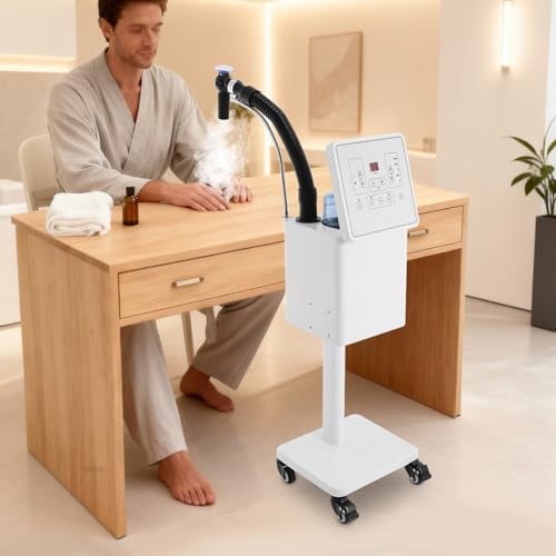 Image of Nano Hair Steamer, 1600W Professional Micro-Mist Hair Steamer for Deep Hair Care, Standing Salon Care Temperature Mist Intensity Adjustable for Hair Repair Salon Spa (White)