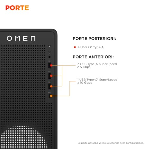 OMEN 16L TG03-0006sl, Desktop Gaming, Intel i7 14700F, Intel Evo, 32GB RAM, 1TB SSD, NVIDIA RTX 5060 8GB, Alluminio, 3 Mesi di PC Game Pass Inclusi, Windows 11, Nero - Notebook - Immagine 4