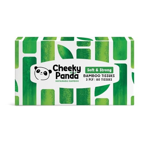 The Cheeky Panda Fazzoletti di Carta | 80 Fazzoletti per Scatola | Realizzati in bambù | 3 Veli