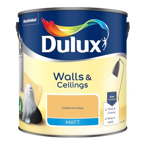 California Days Walls & Ceilings Matt Emulsion Paint 2.5L – Smooth Creamy Finish, Quick Dry, Low VOC, Easy Application for Interior Walls & Ceilings