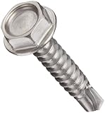 Stainless Steel Sheet Metal Screw, Plain Finish, Hex Head, External Hex Drive, Self-Drilling Point, 1/2